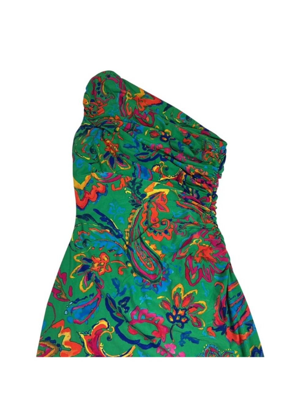Lauren Ralph Lauren One-Shoulder Green Floral Print Dress Size 2 Polyester Blend - Picture 7 of 13